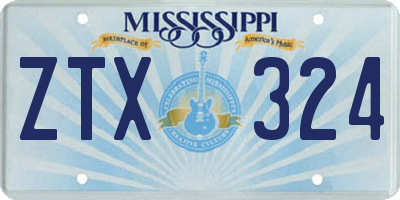 MS license plate ZTX324