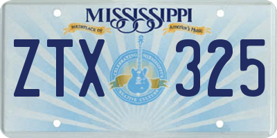 MS license plate ZTX325