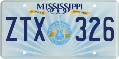 MS license plate ZTX326