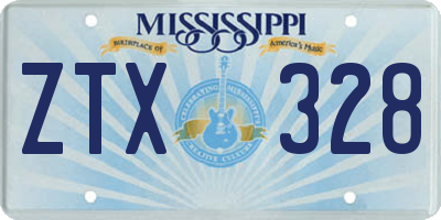 MS license plate ZTX328