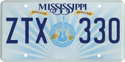 MS license plate ZTX330
