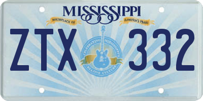 MS license plate ZTX332