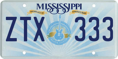 MS license plate ZTX333