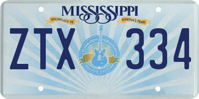 MS license plate ZTX334