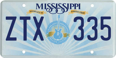 MS license plate ZTX335