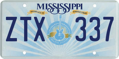 MS license plate ZTX337