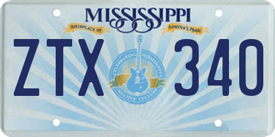 MS license plate ZTX340