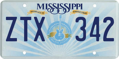 MS license plate ZTX342