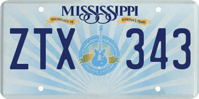 MS license plate ZTX343