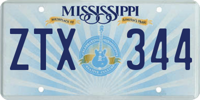 MS license plate ZTX344