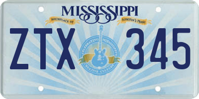 MS license plate ZTX345