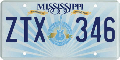 MS license plate ZTX346