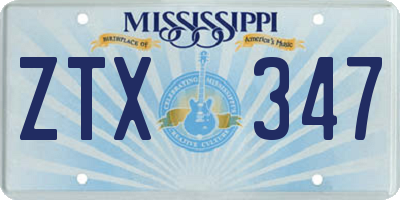 MS license plate ZTX347