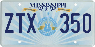 MS license plate ZTX350