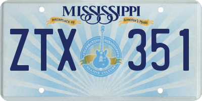 MS license plate ZTX351