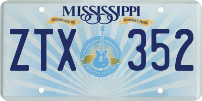 MS license plate ZTX352