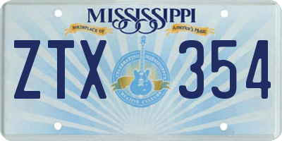 MS license plate ZTX354