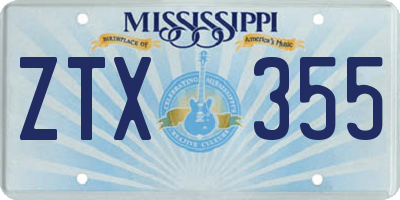 MS license plate ZTX355