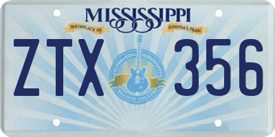 MS license plate ZTX356