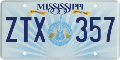 MS license plate ZTX357