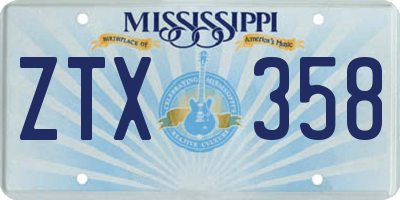 MS license plate ZTX358