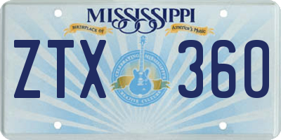 MS license plate ZTX360
