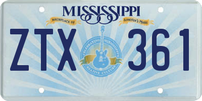 MS license plate ZTX361