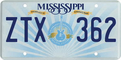 MS license plate ZTX362