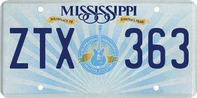 MS license plate ZTX363