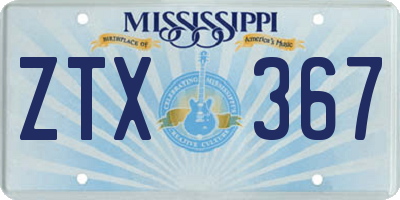 MS license plate ZTX367