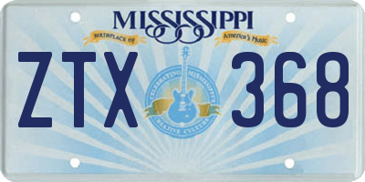 MS license plate ZTX368