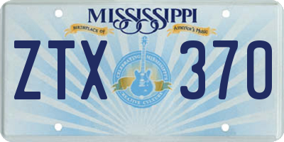 MS license plate ZTX370