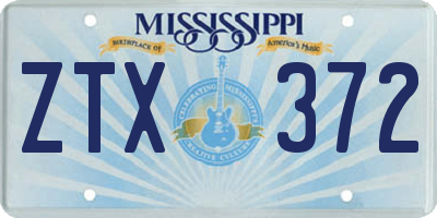 MS license plate ZTX372