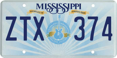MS license plate ZTX374