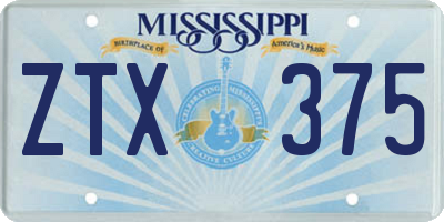 MS license plate ZTX375