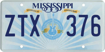 MS license plate ZTX376