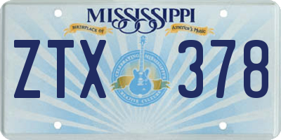 MS license plate ZTX378