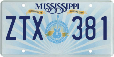 MS license plate ZTX381