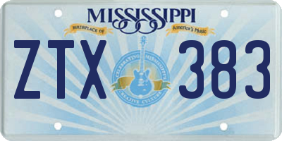 MS license plate ZTX383