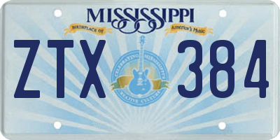 MS license plate ZTX384