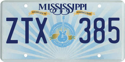 MS license plate ZTX385