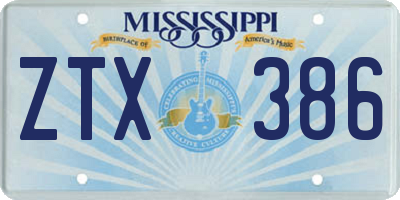 MS license plate ZTX386