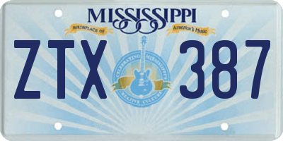 MS license plate ZTX387