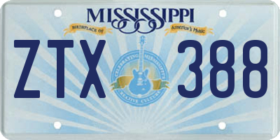 MS license plate ZTX388