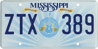 MS license plate ZTX389