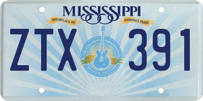 MS license plate ZTX391