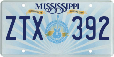 MS license plate ZTX392