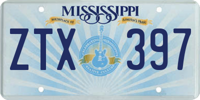 MS license plate ZTX397