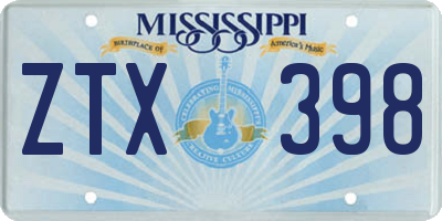 MS license plate ZTX398