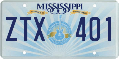 MS license plate ZTX401